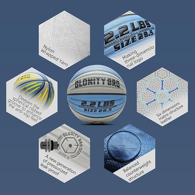 Weighted Basketball Non-Slip 28.5"/29.5", 2.2LBS/3LBS, Outdoor/Indoor Heavy Training Ball, Used to Increase Strength