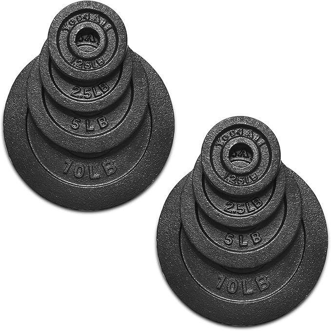 Yes4All 1.15 Inch Cast Iron Weight Plate - Ideal for Dumbbell Handle, Strength Training & Weightlifting (Set)
