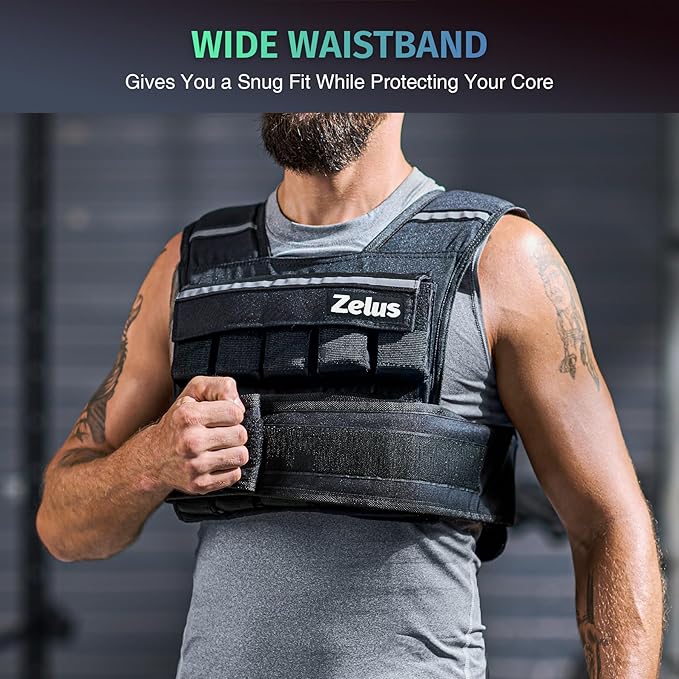 ZELUS Weighted Vest, 20lb/23lb/30lb/45lb/60lb Vest Adjustable Weights for Exercise, Weight Vest for Men, Workout Vest for Home Workouts Cardio Strength Training Weight Loss