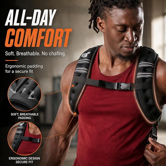 Weighted Vest for Women & Men – Adjustable Fit Workout Vest for Walking, Running, Cardio & HIIT | Fixed Weight Design, Breathable & No-Bounce | ENERGI CORE Fitness Gear