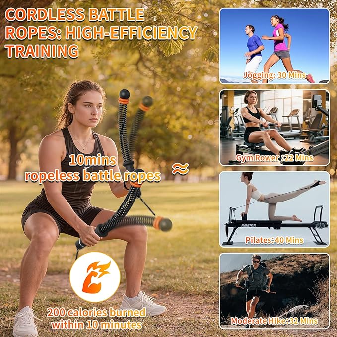 Ropeless Battle Ropes for Home Gym, Portable Cordless Weighted Battle Ropes with Storage Bag, High Calorie Burn for Men & Women, Fitness Equipment for HIIT & Low-Impact Aerobic Training