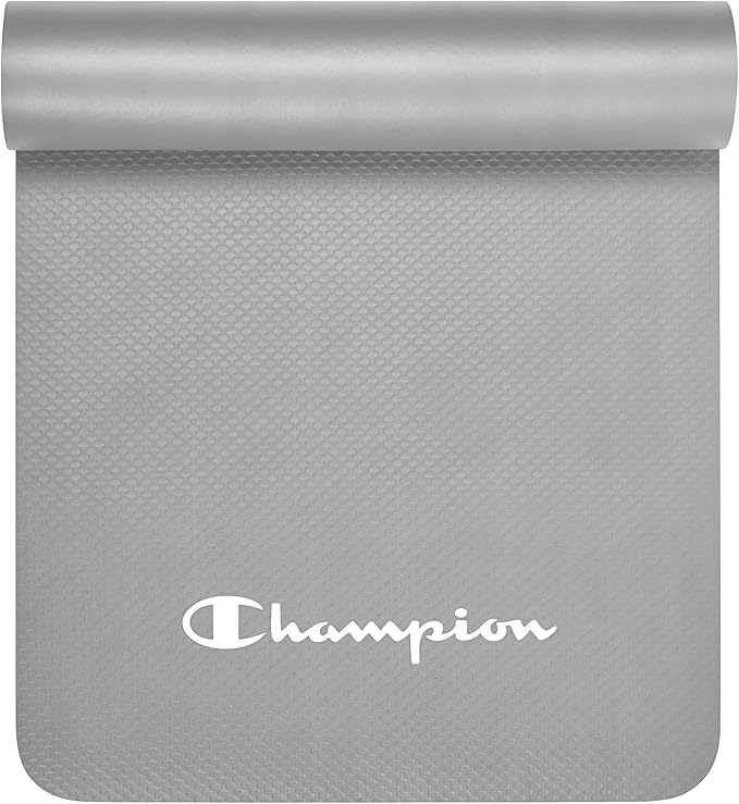 Champion 10mm Exercise Mat, Cushioned Non-Slip Workout Mat with Textured Base for Yoga, Pilates, Stretching & Floor-Based Training, Lightweight NBR Material, Includes Carry-On Strap