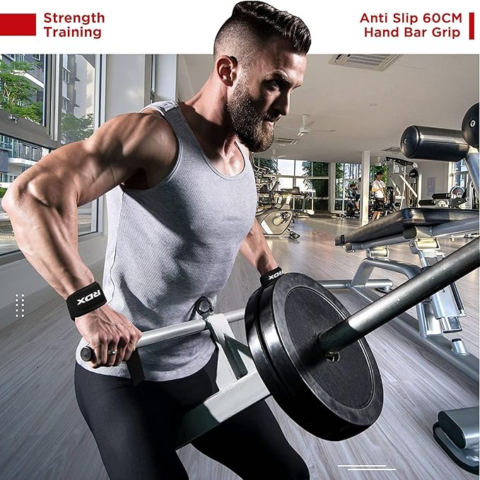 RDX Lifting Straps for Weightlifting –100% Cotton Heavy Duty Gym Wrist Strap with 5MM Neoprene Padding, 60CM Anti-Slip Hand Grip Wraps for Deadlifts Powerlifting Workouts Strength Training, Men Women