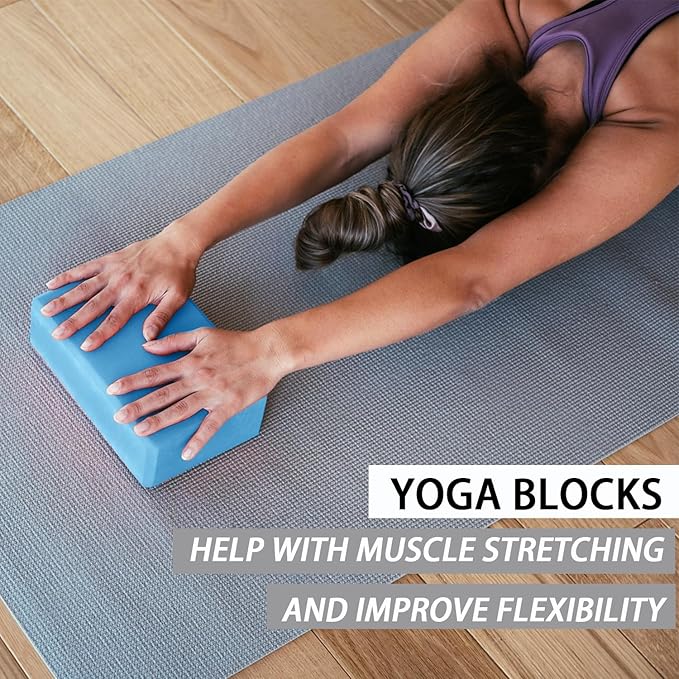 Yoga Blocks 2 Pack - Non-Slip Yoga Brick & Foam Blocks Yoga Set, High-Density Pilates Block for Stretching, Meditation, and Exercise Blocks Foam, Ideal for Deep Poses