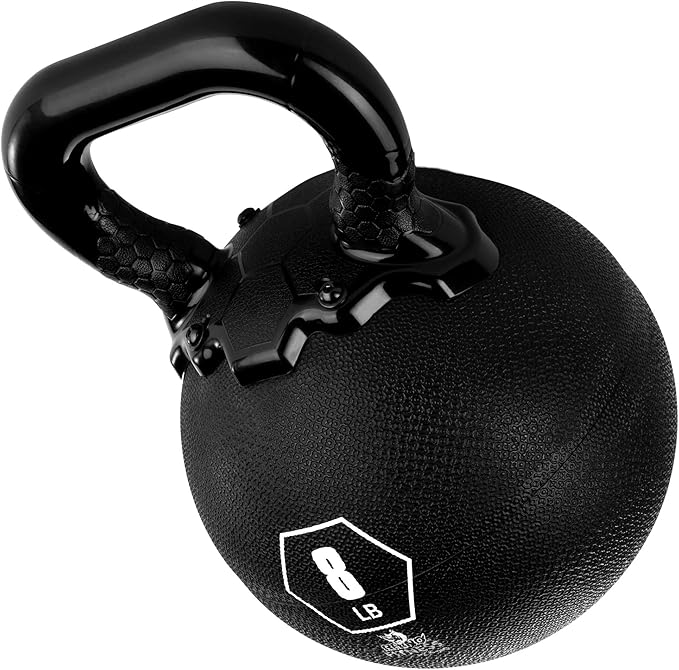 Champion Sports Rhino Kettlebell Rubber Weights, Black - Premium Strength Training Equipment - Multiple Weights