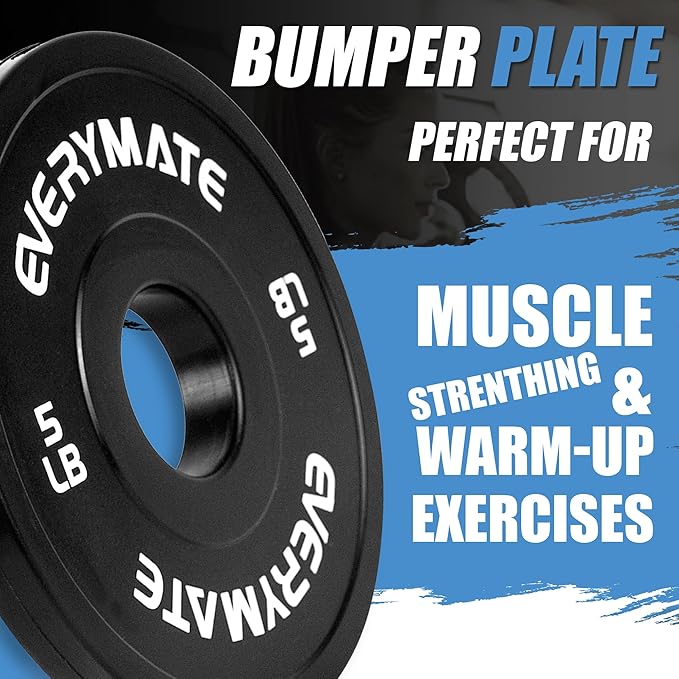 EVERYMATE Black Change Weight Plates 1.25LB 2.5LB 5LB Set Fractional Olympic Bumper Plates for Cross Training Steel Insert Strength Training
