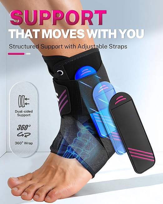 1.5mm Ultra Thin Ankle Brace for Women Men, Lightweight Breathable & Adjustable Figure-8 Support for Flexible Stability, Fits in ALL Types of Shoes for Sports, Work & Daily Relief, S