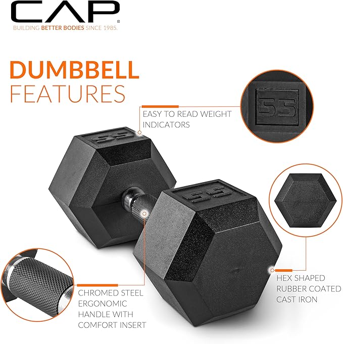 CAP Barbell Coated Dumbbell Weight | Multiple Options Pairs & Sets