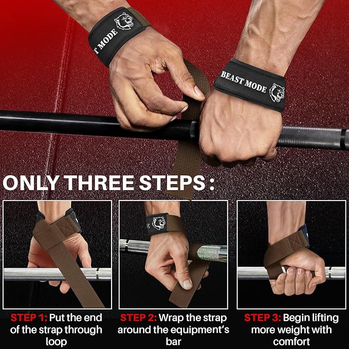 TECEUM Lifting Straps for Weightlifting Gym Strength Training - Wrist Straps with Neoprene Padded Cotton - Men & Women – Ideal for Powerlifting, Bodybuilding & Deadlifts