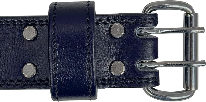Women's 100% Pure Heritage Full Grain Leather Lifting Belt – Handcrafted with Extra Padding, Double Prong Buckle & Double Stitching (Dark Blue M)