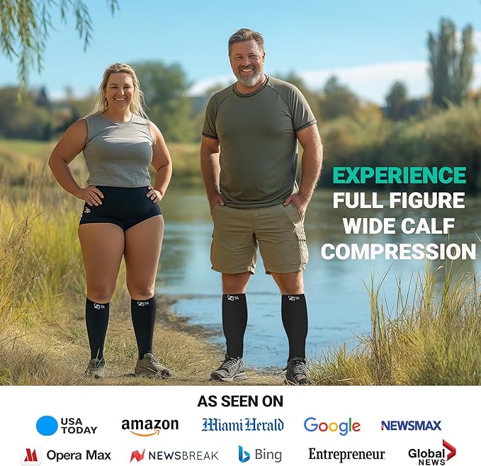 Zeta Wear Plus Size Compression Sleeves 15-19mmHg Medical Grade Wide Calf