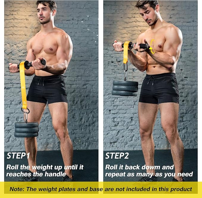 VAIIO Forearm Strengthener and Wrist Roller with Quick Locking Mechanism - Durable PVC Anti-Slip Grip Handles - Perfect for Men and Women - Ideal for Hand, Wrist, and Forearm Strength Training