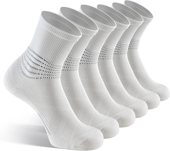 IRAMY Compression Ankle Support Crew Socks Men Women Wicking Plantar Fasciitis Relief Running Hiking Socks 3 Pairs