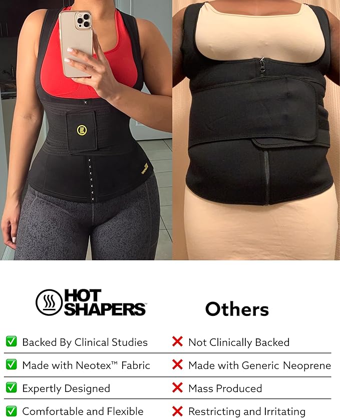 HOT SHAPERS Cami Waist Cincher & Waist Trainer – Hourglass Essentials Neoprene Sweat Vest for Body Sculpting & Core Support