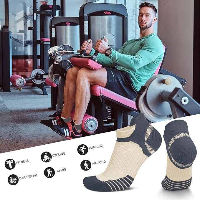Iseasoo Copper Ankle Compression Socks - Low Cut Arch Support Socks for Men & Women, Running, Nurses, Plantar Fasciitis Socks