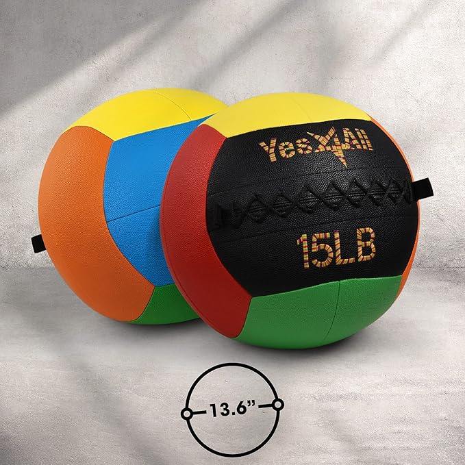 Yes4All Wall Ball, Soft Leather Weighted Iron Sand Ball for Dynamic Multifunctional Exercise, 6 LB - 30 LB