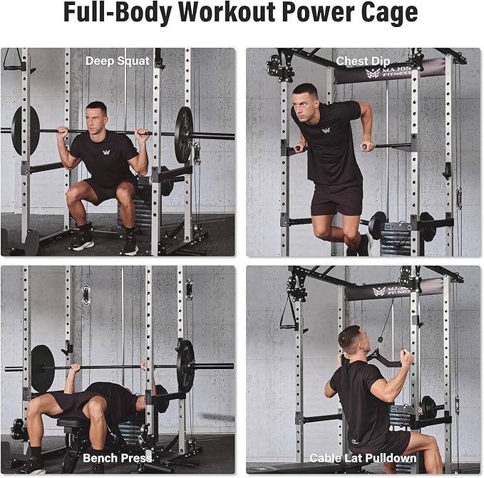 MAJOR FITNESS Drone1 Power Cage - Multi-Function Power Rack for Home Gym, Squat Rack, Cable Crossover System, for Strength Training
