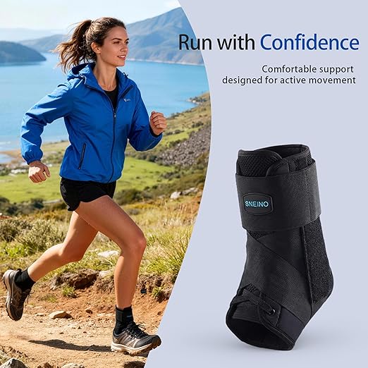 Ankle Brace for Women Men - Ankle Support Brace for Sprained Ankle, Ankle Stabilizer for Achilles, Tendon, Sprain, Injury Recovery, Lace up Ankle wrap for Running, Basketball, Volleyball (Ankle Brace, Small)
