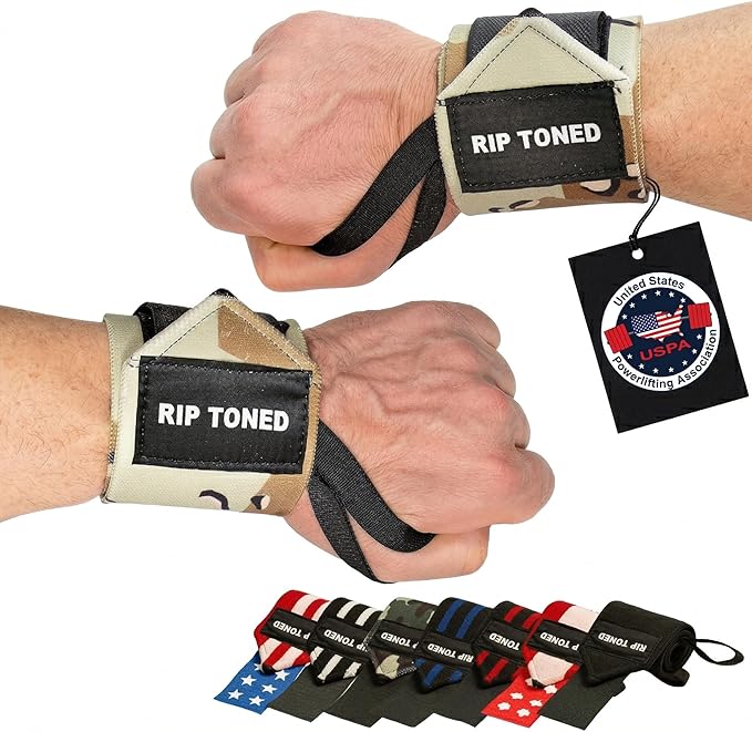 Rip Toned Wrist Wraps for Weightlifting – USPA & USAPL Approved 18" Wrist Straps for Powerlifting – Adjustable, Durable Gym Wraps with Thumb Loop – Maximum Support for Men & Women