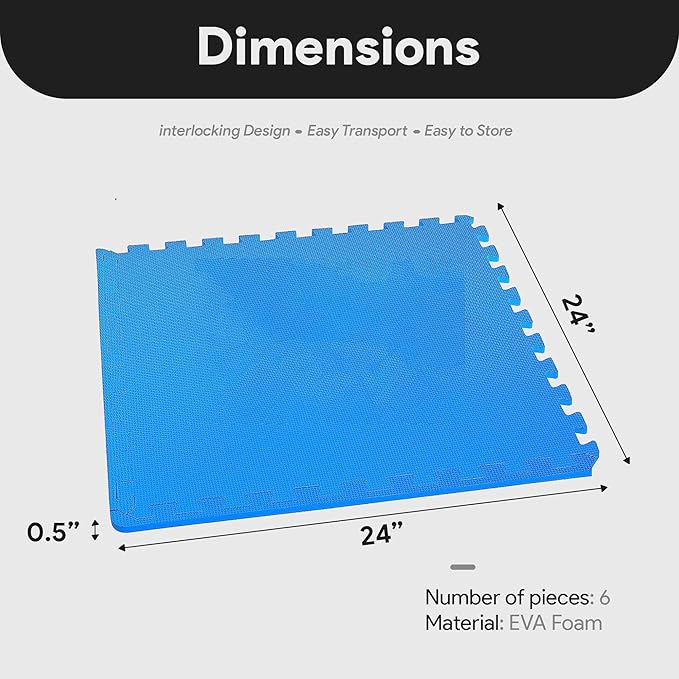 BalanceFrom Puzzle Exercise Mat EVA Foam Interlocking Tiles (Blue)