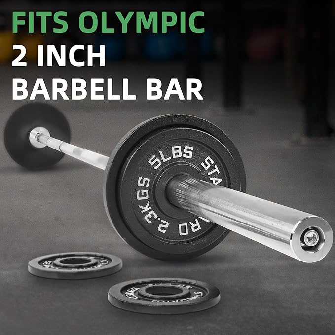 Fitvids 2-Inch Olympic Cast Iron Weight Plate for Strength Training & Weightlifting, Multiple Sizes