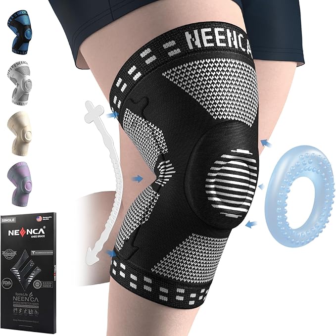 NEENCA Plus Size Knee Brace for Knee Pain, Knee Support with Side Stabilizers & Patella Gel Pad, Knee Compression Sleeve for Meniscus Tear, Arthritis Joint Pain Relief, ACL, PCL, All Sports. Plus Size