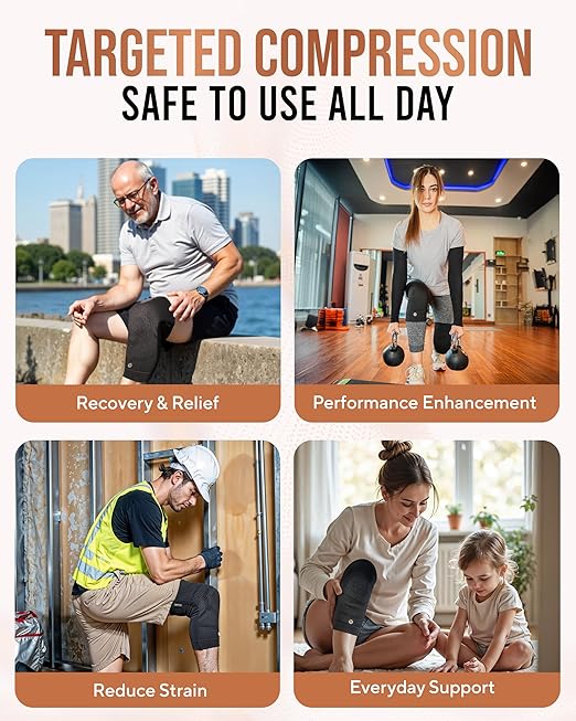 TheraCopper Copper Knee Brace for Men & Women (2 Pack) — Non-Slip Compression Copper Knee Sleeve for Arthritis, Knees Pain Relief, Swelling, Anti inflammatory and Recovery Support (Large)