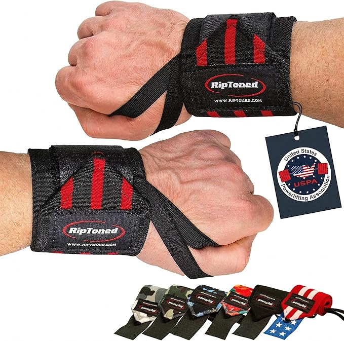 Rip Toned Wrist Wraps for Weightlifting – USPA & USAPL Approved 18" Wrist Straps for Powerlifting – Adjustable, Durable Gym Wraps with Thumb Loop – Maximum Support for Men & Women