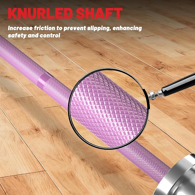 PAPABABE 5LB Mini Barbell Bar 4ft Technique Training Barbell For Beginner Women kid 2-inch Plate Barbell for Home Gym Fitness