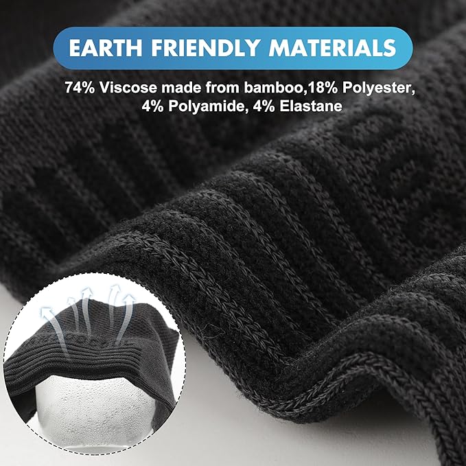 BAMBOO COOL Men's Athletic Ankle Socks Moisture Wicking, Anti-Odor Breathable Running Mesh Socks Arch Support, 8 Pack