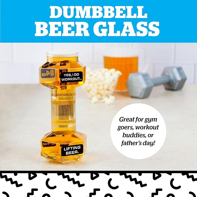 BigMouth Inc. The Dumbbell Beer Glass, Novelty Beer Drinking Glass, 24 Oz