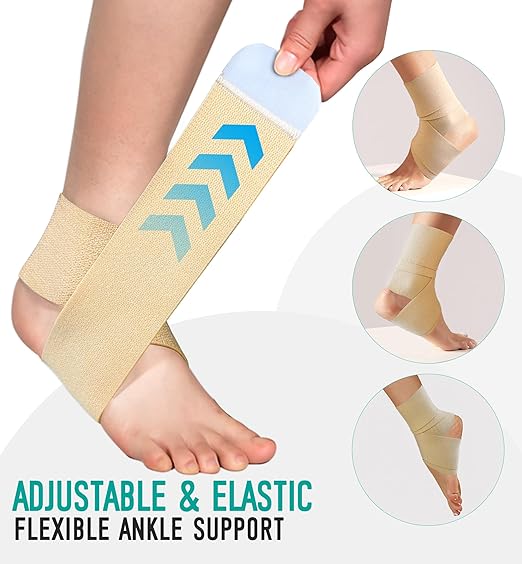 HiRui Ankle Support Brace for Men & Women, Adjustable Compression Strap for Sprains, Plantar Fasciitis, Achilles Tendonitis, Running, Workout, Sports – Fits Left & Right Foot (1, Khaki, Large)