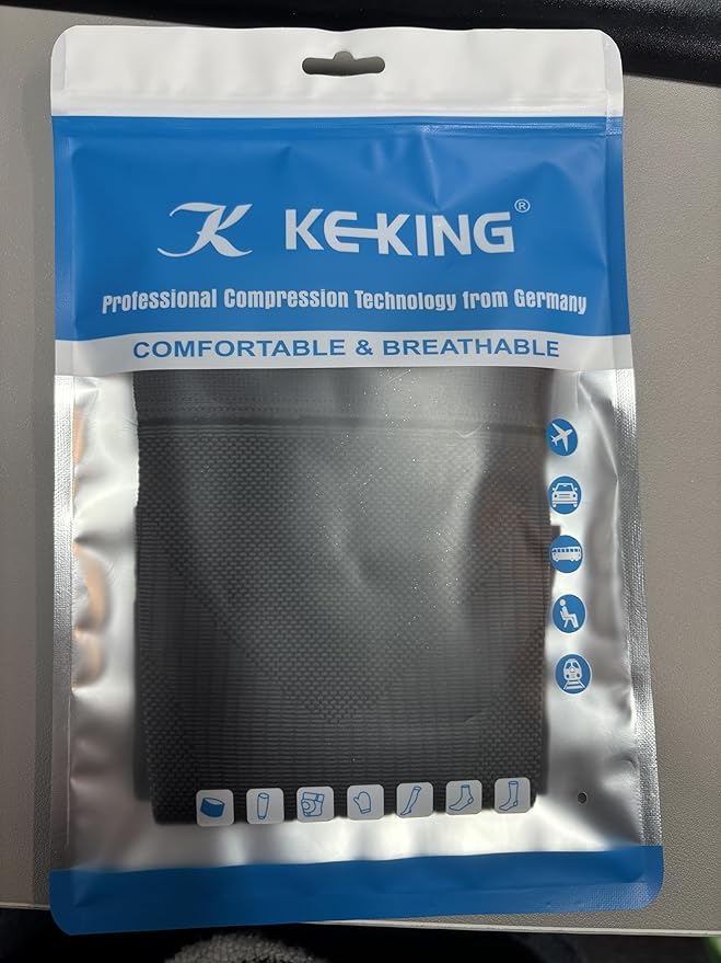 KEKING® Compression Arm Sleeves, Pair, Firm 20-30mmHg Graduated Compression Full Arm Support for Recovery, Pain Relief, Tendonitis, Golfers & Tennis Elbow Brace, Workouts Sports - Latex Free Grey L