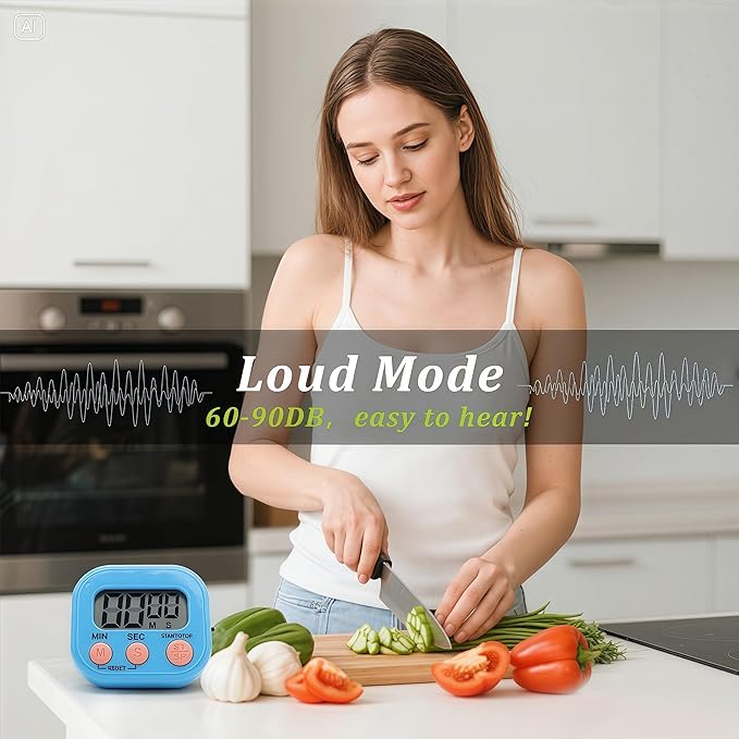 12 Pack Multi-Function Electronic Timer - Kitchen Timer,Magnetic Digital Timers,Big LCD Display, ON/Off Switch,Extensively Use in Cooking,Gym, Meeting, Classroom,Kitchen,Study,Work,Outdoor Activities