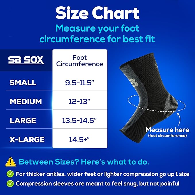 SB SOX Ankle Compression Sleeve for Men and Women (1 Pair) - Ankle Brace Support Stabilizer for Sprained Ankle, Achilles Tendonitis, Sports