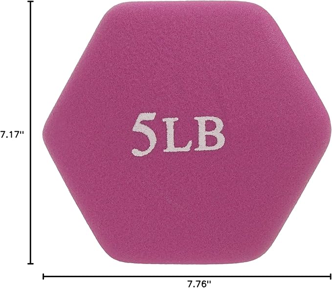 Sunny Health & Fitness Neoprene Coated Hex Shaped Dumbbell Non-Slip Fitness Weights for Home Gym Exercise, Full Body Workout Strength Building, Weight Loss, Sold in Pairs - Sizes - 2LB, 5LB, 8LB, 10LB