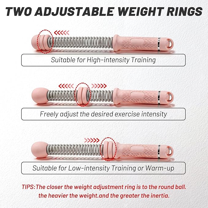 Adjustable Ropeless Battle Ropes for Home Gym,Cordless Battle Ropes with Storage Bag,Portable Workout Ropes for Strength & HIIT,Aerobic Training for Men & Women(Adjustable-Pink(2pack))