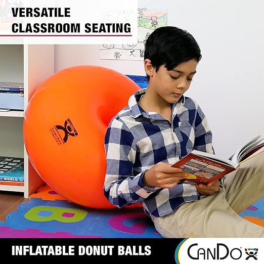 CanDo 30-1954 Donut Swiss Stability Ball for Yoga, Pilates and Balance Training, 30" Diameter, Red
