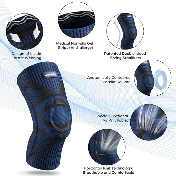 NEENCA 2 Pack Knee Braces for Knee Pain, Compression Knee Sleeves with Patella Gel Pad & Side Stabilizers, Knee Support for Meniscus Tear, Arthritis, Joint Pain, ACL, Runner, Workout