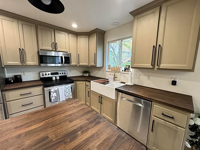 Howizz Walnut Butcher Block Countertop 48 x 36 x 1.5 Inches - Solid Wood Table Top for Island Kitchen Countertop, Desk Top, Dining Table, Workbench Top