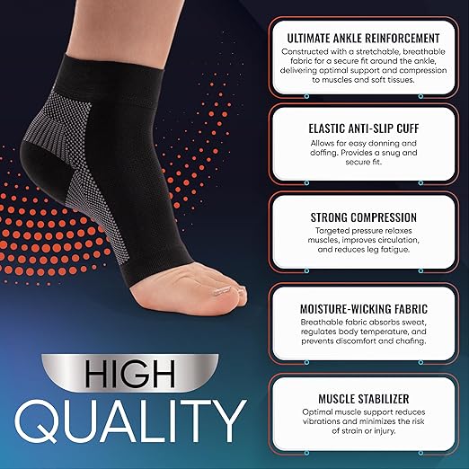 Ankle Brace for Women & Men - Compression Socks 20-30mmHg, Achilles Tendonitis, Plantar Fasciitis Relief, Sprained Ankle, Heel Spurs, Foot Swelling & Fatigue, Arch Support (1 Pair)