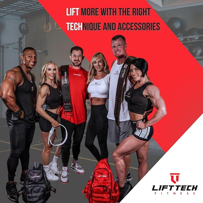 Lift Tech Fitness 4'' Padded Weight Lifting Belt - Leather Workout Belt for Men & Women - Gym Belt for Powerlifting, Deadlift, Strength training - 4'' Padded Belt for Weightlifting - Black