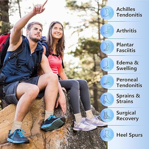 DRNAIETY Copper Ankle Brace for Men & Women - 1 Pair Adjustable Ankle Support Compression Sleeve for Plantar Fasciitis, Achilles Tendonitis, Foot Pain, Swelling, Sprains - Everyday Use (Skin Tone, Medium)