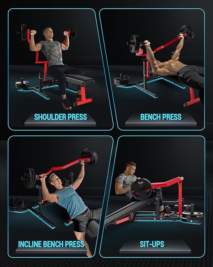 GAOMON Adjustable Bench Press Machine - 1250LBS Capacity Chest Press with Independent Converging Arms for Chest, Shoulder, AB Workouts ,Home Gym Equipment