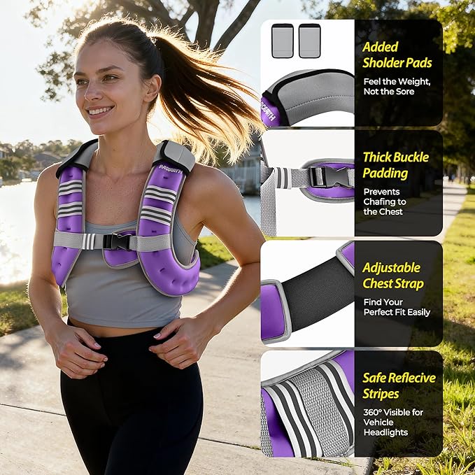 PACEARTH Weighted Vest,6lb/8lb/10lb/12lb/16lb/20lb/25lb/30lb Weight Vest with Reflective Stripe, Body Weight Vests for Women, Men, Weight Loss Workout, Strength Training, Running, Walking, Jogging