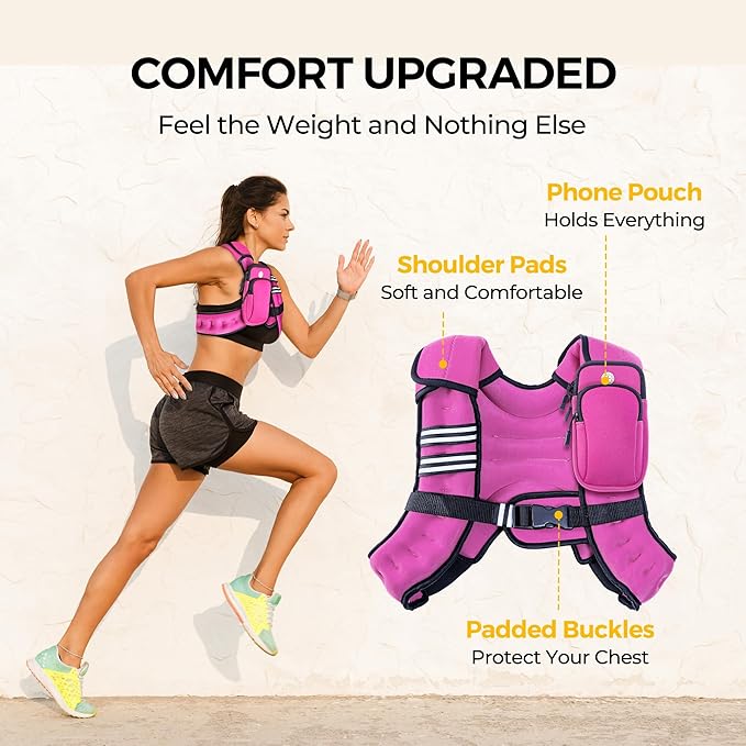 PACEARTH Weighted Vest,6lb/8lb/10lb/12lb/16lb/20lb/25lb/30lb Weight Vest with Reflective Stripe, Body Weight Vests for Women, Men, Weight Loss Workout, Strength Training, Running, Walking, Jogging