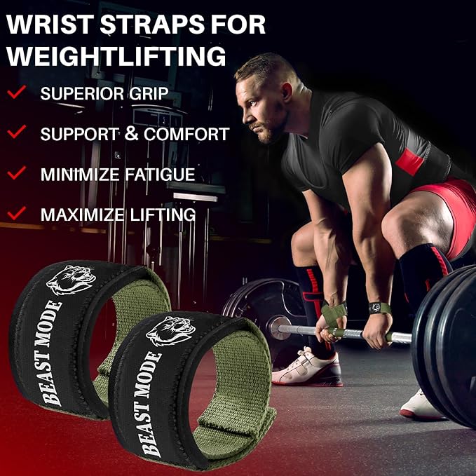TECEUM Lifting Straps for Weightlifting Gym Strength Training - Wrist Straps with Neoprene Padded Cotton - Men & Women – Ideal for Powerlifting, Bodybuilding & Deadlifts