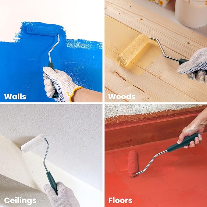 Paint Roller Kit, 15 Pack, 4 Inch Paint Roller, Small Paint Roller with Tray Liners, Roller Paint Brush Covers for All Surfaces, Painting Supplies for Walls, Kitchen, Cabinets and Ceilings