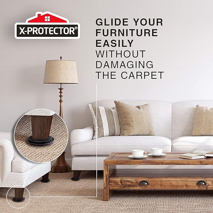 Furniture Sliders for Carpet X-PROTECTOR - 16 PCS Best Heavy Moving Pads 3 1/2" - Sliders for Furniture. Move Your Furniture Easy with Reusable Furniture Movers Sliders for Carpets!