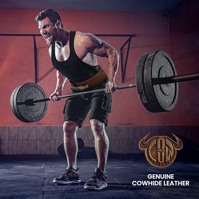 RDX Weight Lifting Belt Powerlifting, Approved By IPL and USPA, 10mm Thick 4" Leather Lumbar Back Support, Lever Buckle Gym Strength Training Equipment, Bodybuilding Deadlifts Squats Workout Men Women